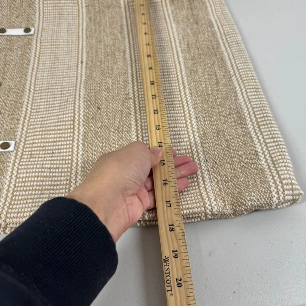 Summer Boho Woven Straw Raffia Bag Stylish Tan and White Tote Bag Stripe Beach - Picture 6 of 15